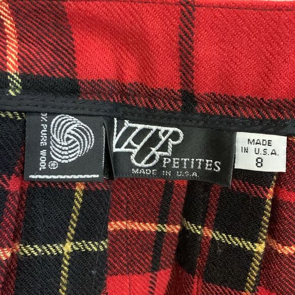 Vintage 80s KGR Petite Red Tartan Plaid Wool Pleated School Girl Skirt Size 8P - Picture 4 of 11